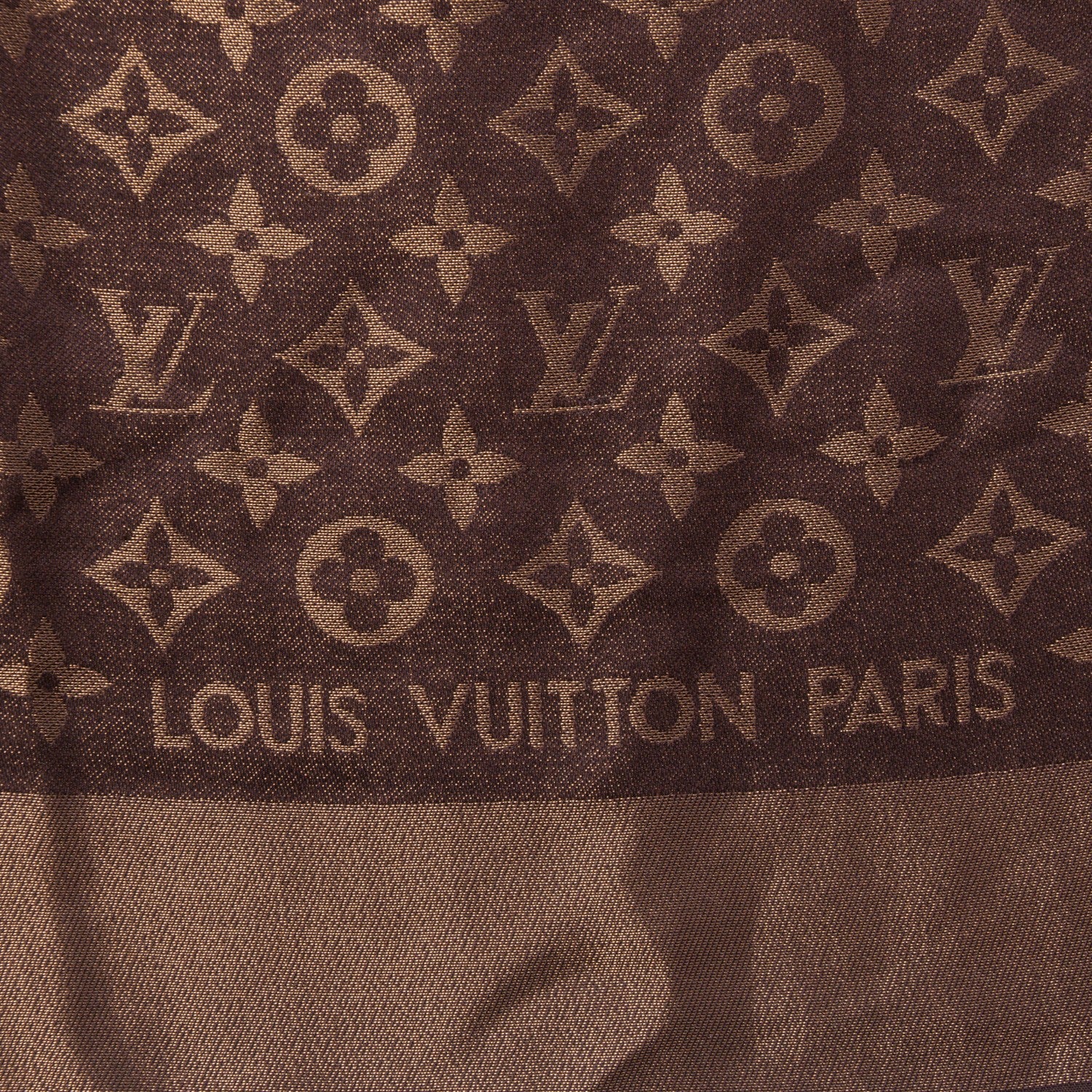 Louis Vuitton Silk Lurex Wool Monogram Shine Shawl Brown 4 of 5