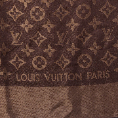 Louis Vuitton Silk Lurex Wool Monogram Shine Shawl Brown 4 of 5