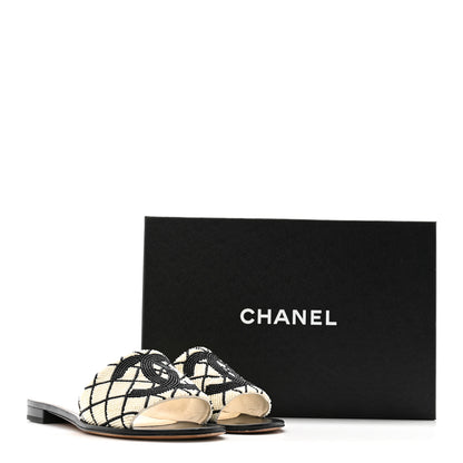 Chanel Pearl Embroidery CC Mules 38.5 Black White 12 of 12