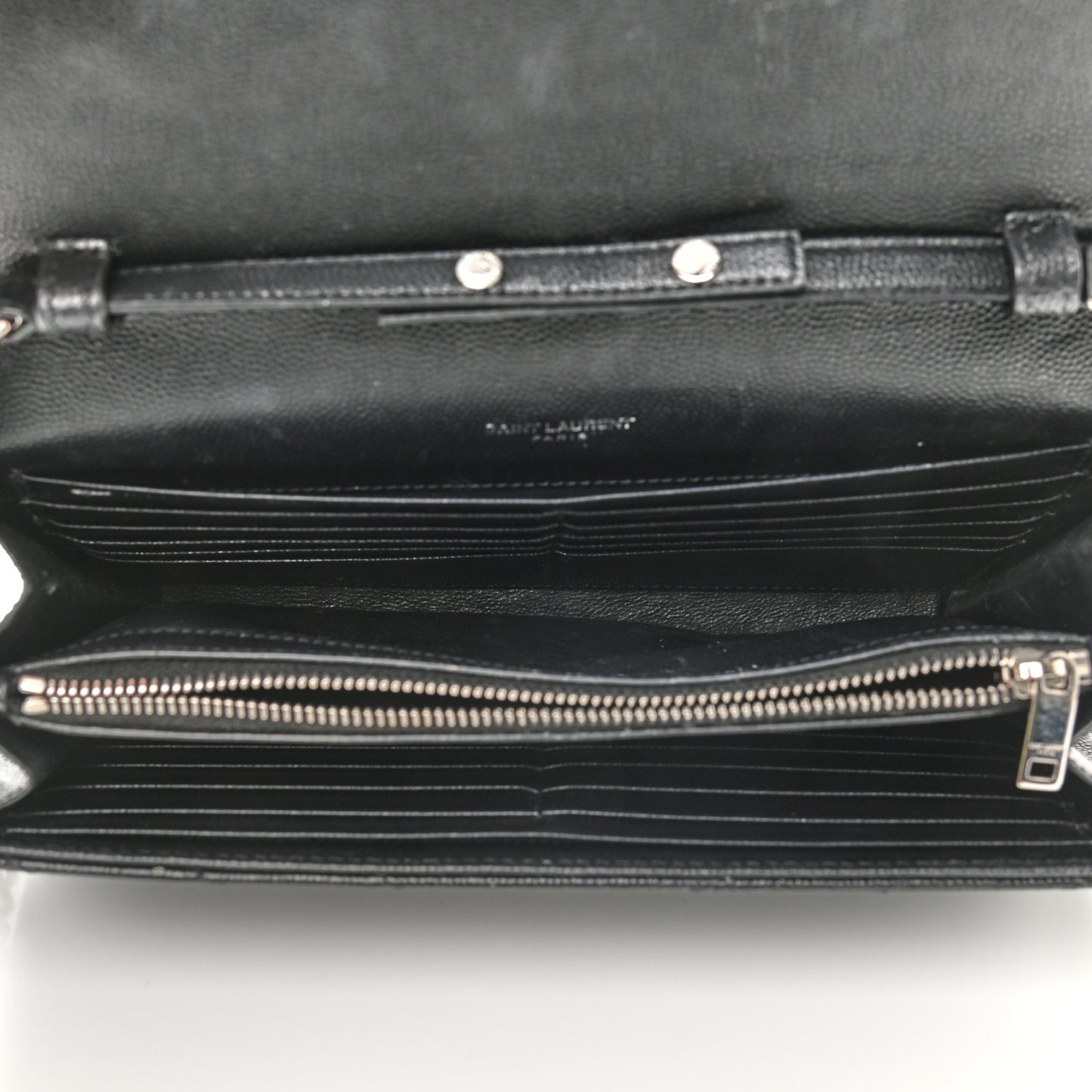 Grain De Poudre Matelasse Chevron Monogram Chain Wallet Black