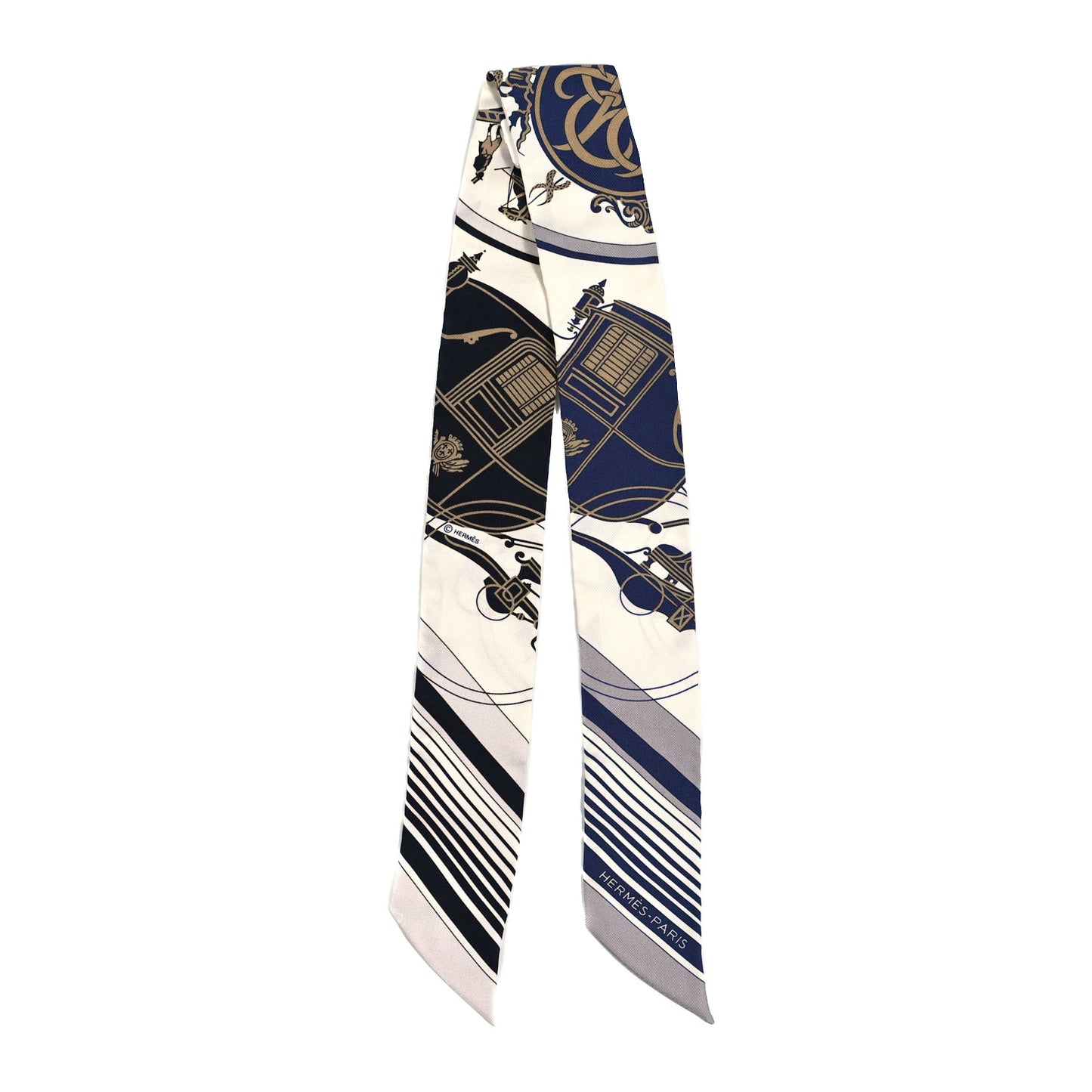 Silk Ex-Libris Twilly White Marine Gris