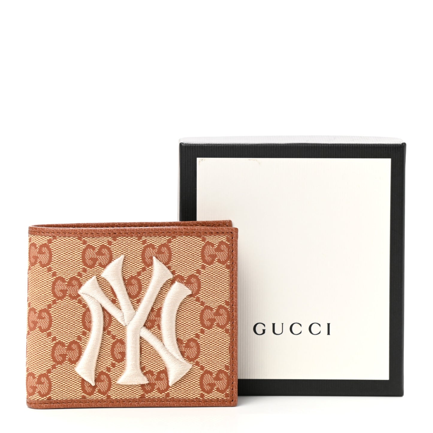 X MLB Monogram NY Yankees Bi-Fold Wallet Beige Ruggine Ivory