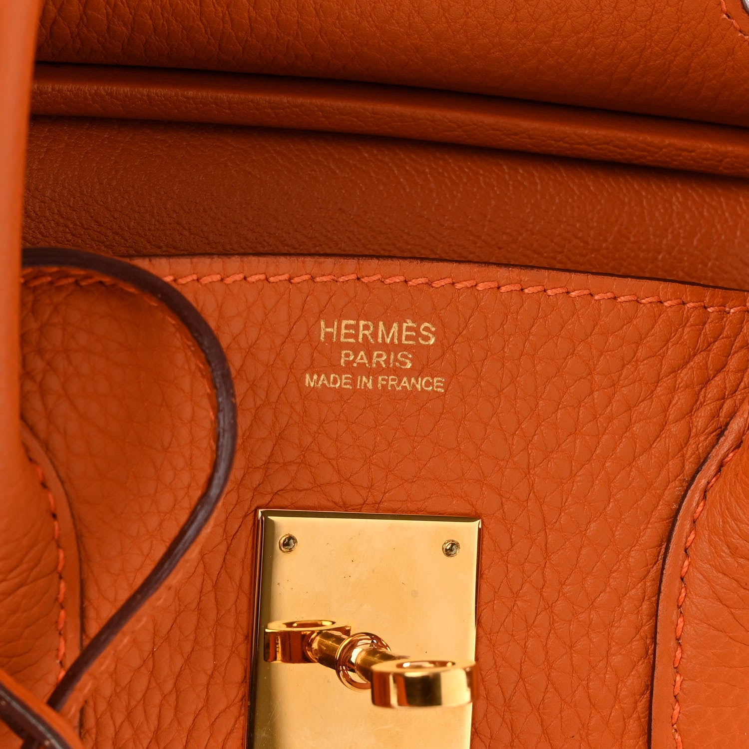 Hermes Taurillon Clemence Birkin 30 Orange 6 of 14