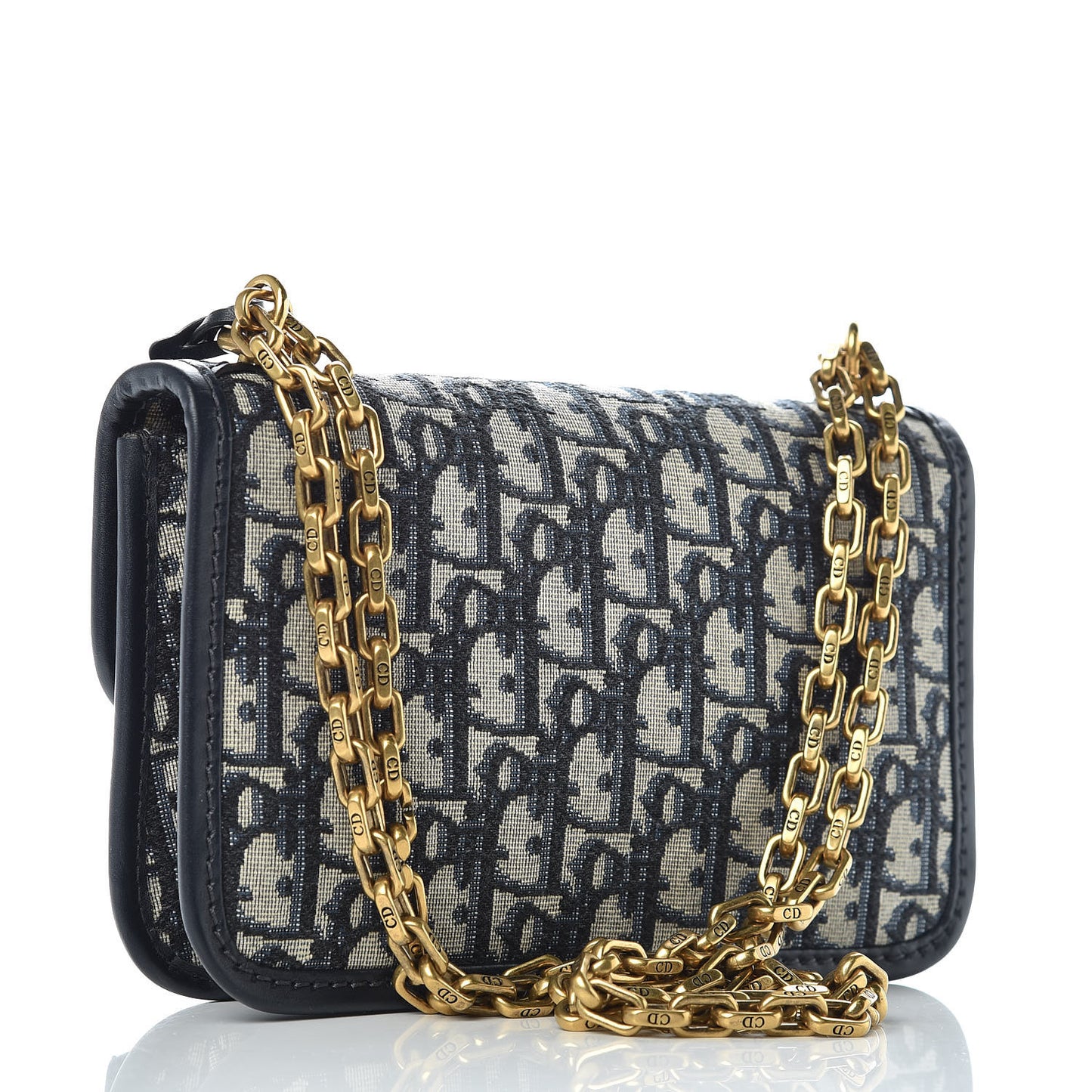 Oblique Small DiorAddict Flap Bag Navy Blue