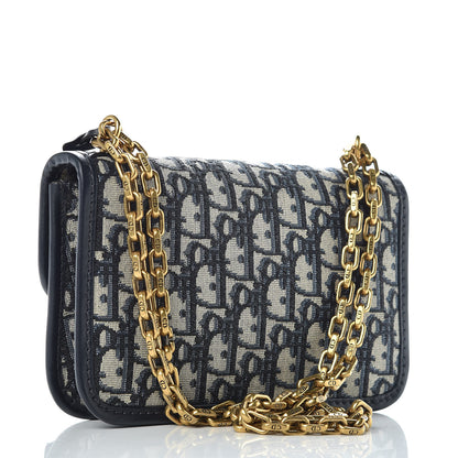 Christian Dior Oblique Small DiorAddict Flap Bag Navy Blue 3 of 10