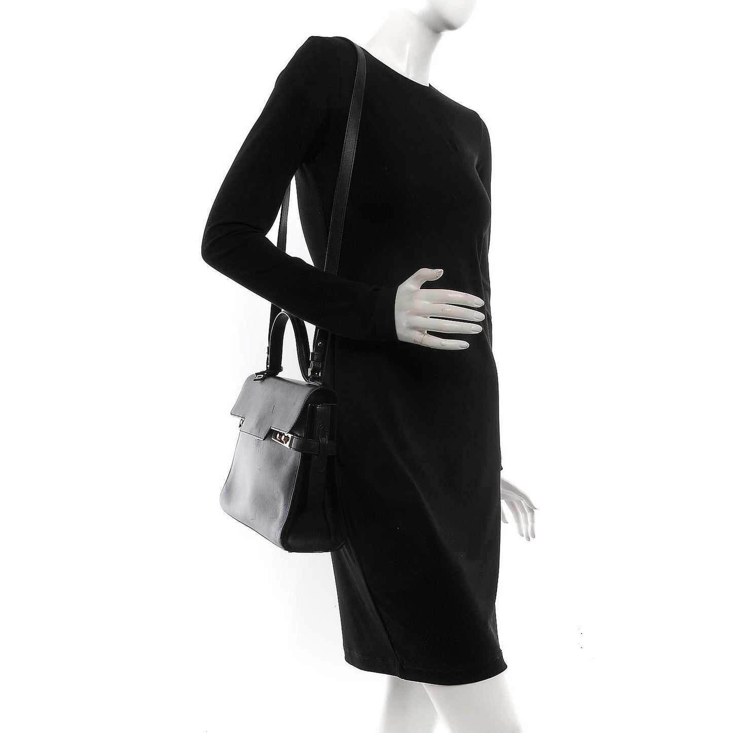 Calfskin MM Tempete Satchel Black