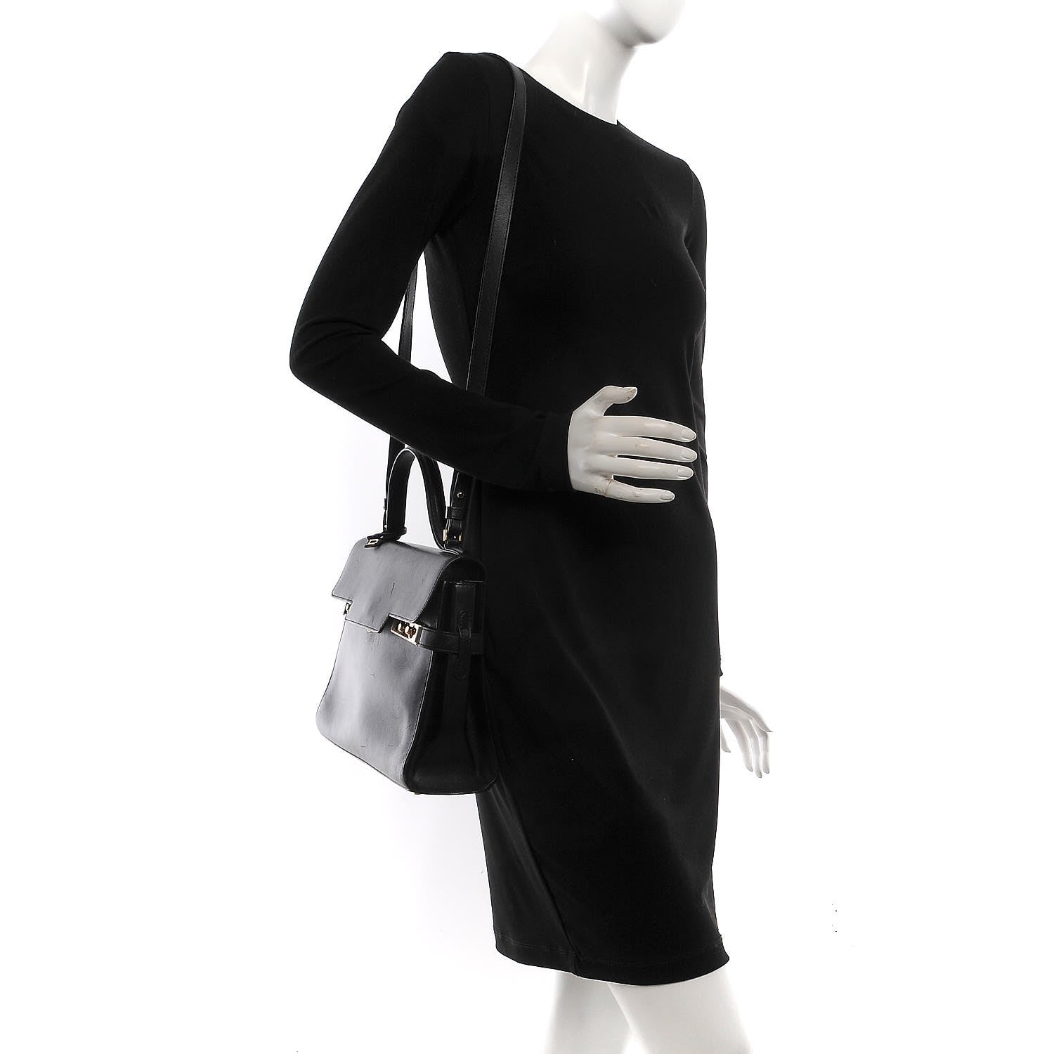 Delvaux Calfskin MM Tempete Satchel Black 2 of 9
