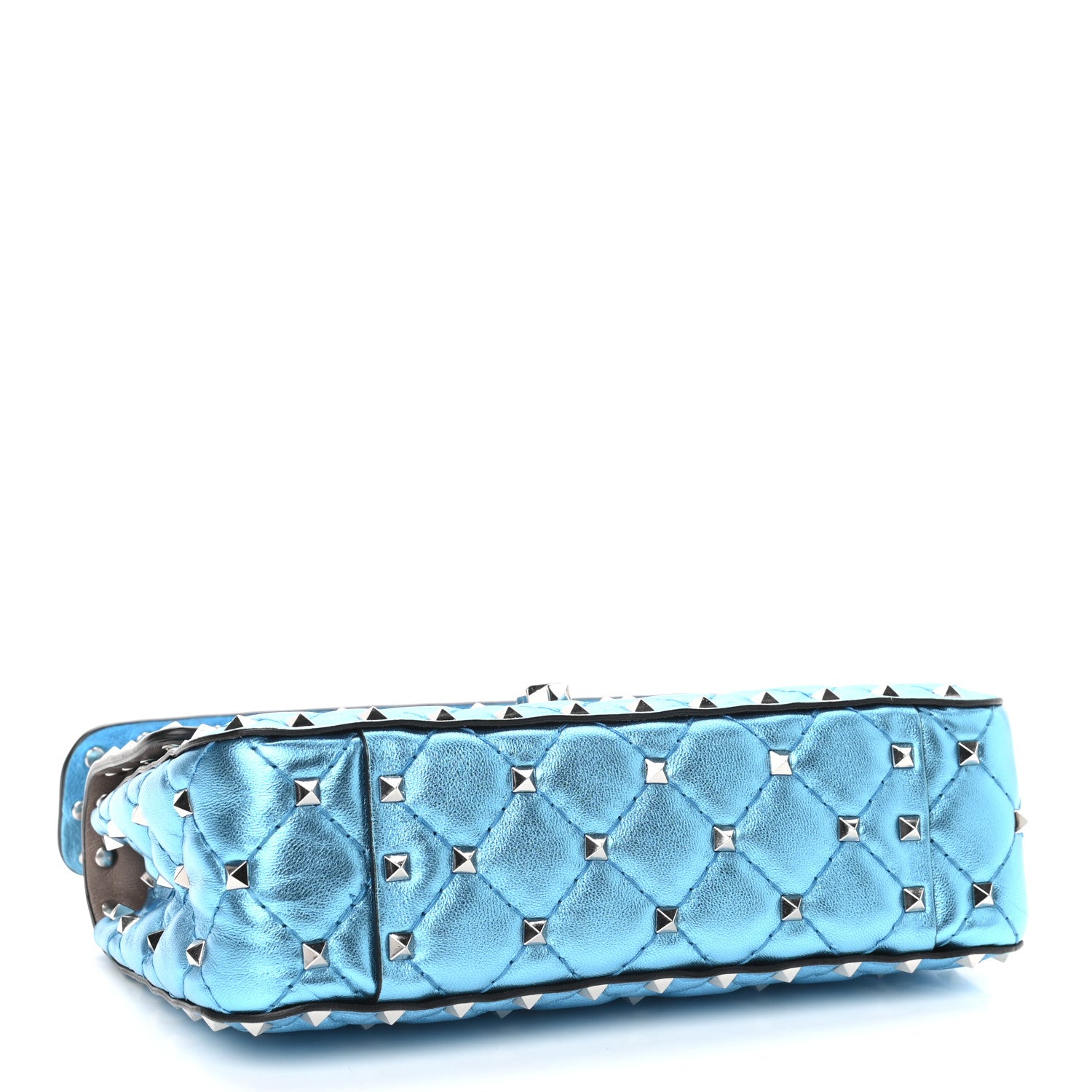 Valentino Garavani Metallic Nappa Small Rockstud Spike Shoulder Bag Cerulean 3 of 6