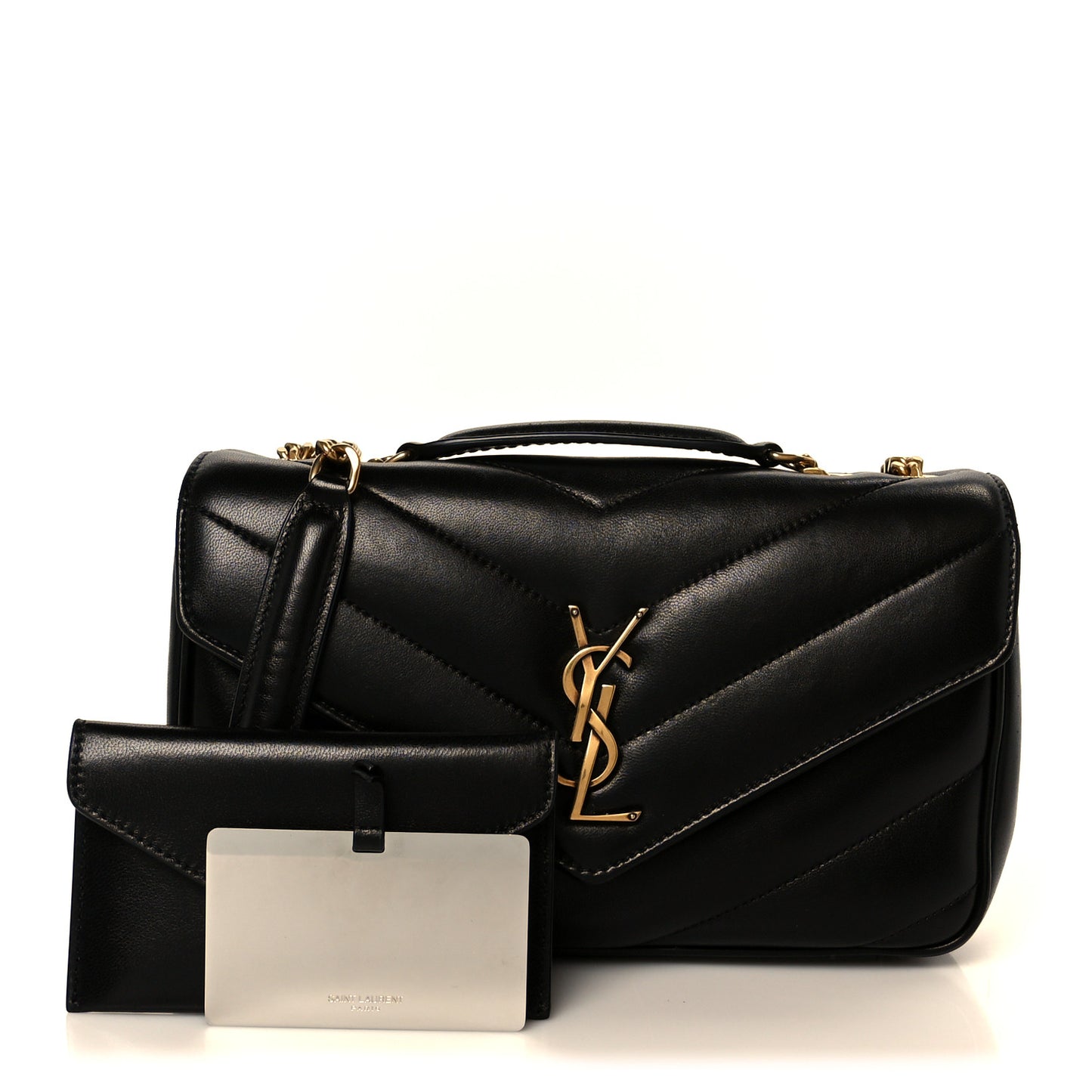 Lambskin Chevron Quilted Small Loulou Black