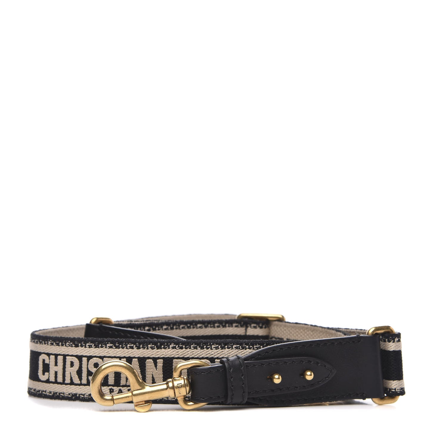 Canvas Embroidered Adjustable Shoulder Strap Black