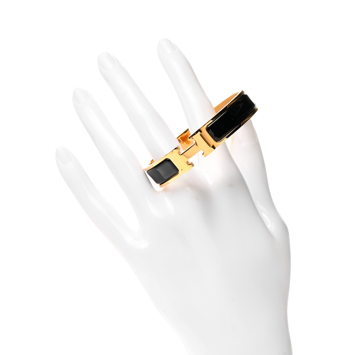 Enamel Narrow Clic Clac H Bracelet PM Black