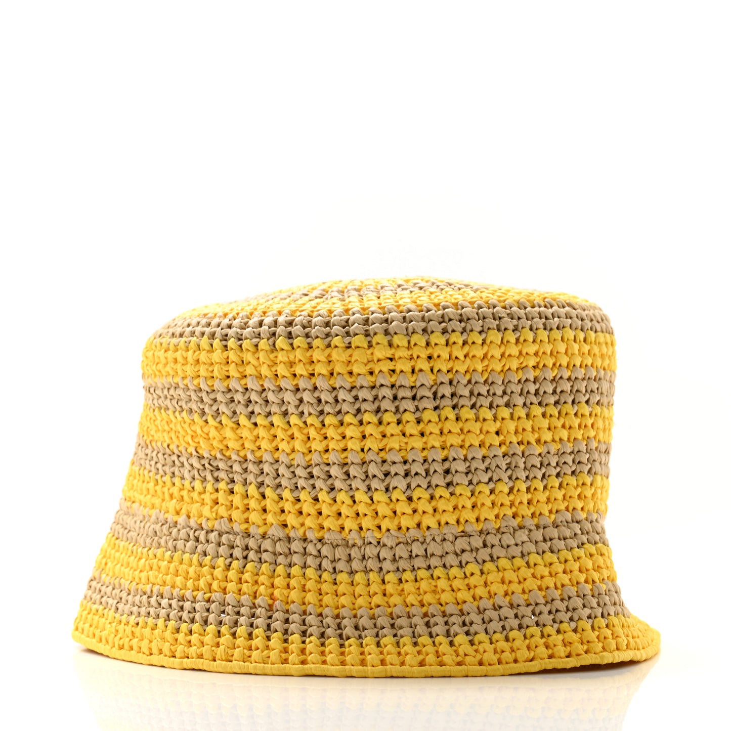 Raffia Striped Logo Embroidered Womens Bucket Hat S Naturale Giallo