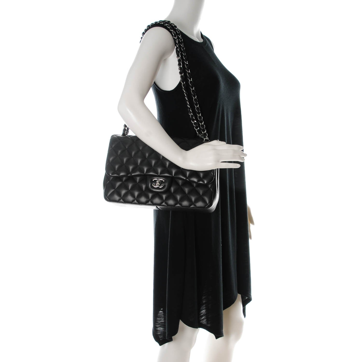 Chanel Lambskin Quilted Jumbo Double Flap Black 2 of 9