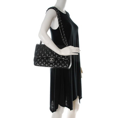 Chanel Lambskin Quilted Jumbo Double Flap Black 2 of 9