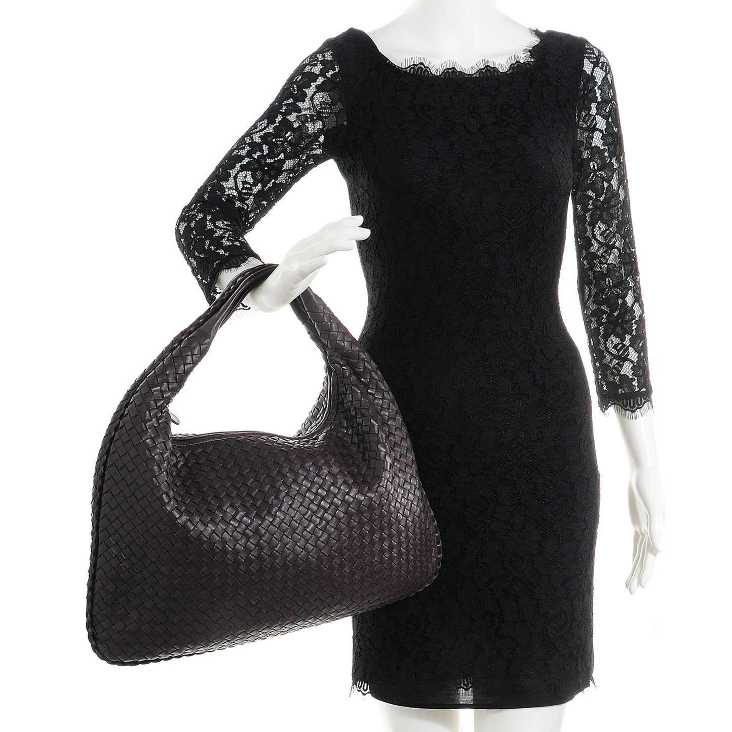 Nappa Intrecciato Large Veneta Hobo Ebano