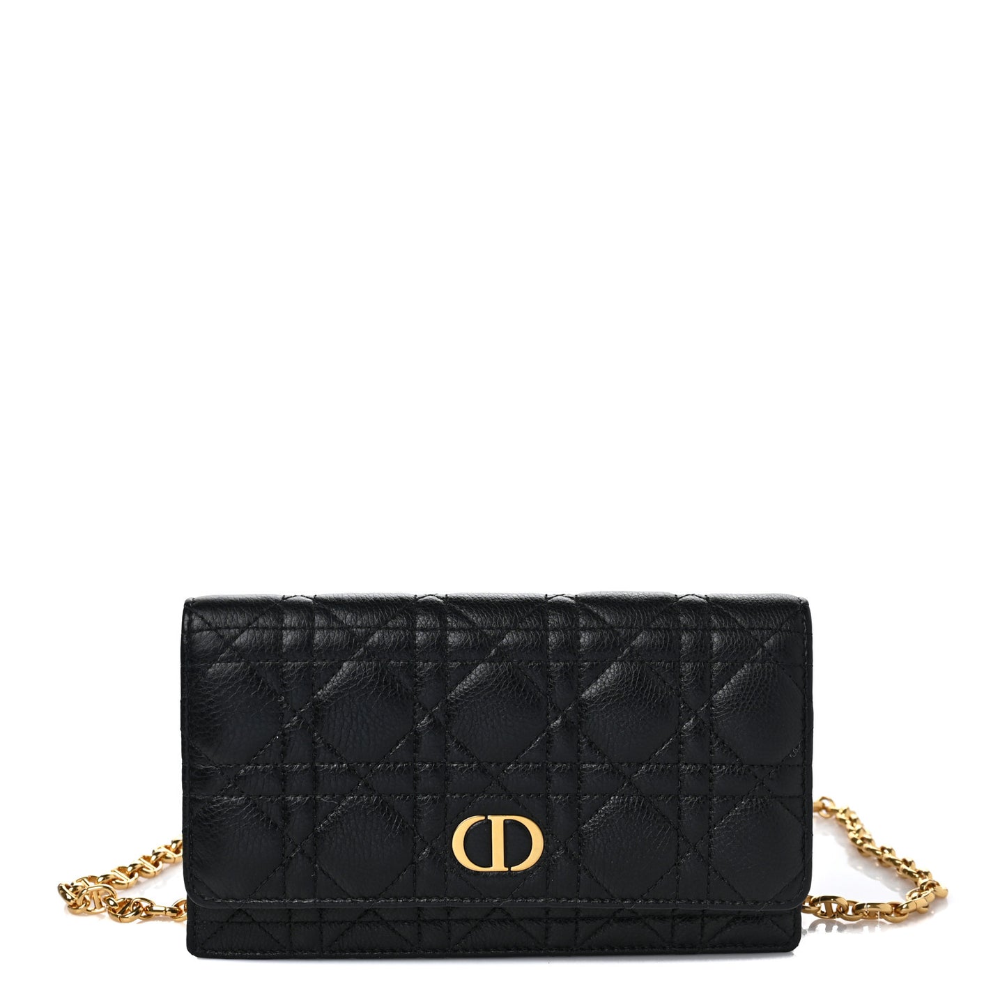 Supple Calfskin Cannage Caro Belt Pouch with Chain Black