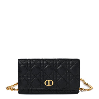 Christian Dior Supple Calfskin Cannage Caro Belt Pouch with Chain Black 1 of 10