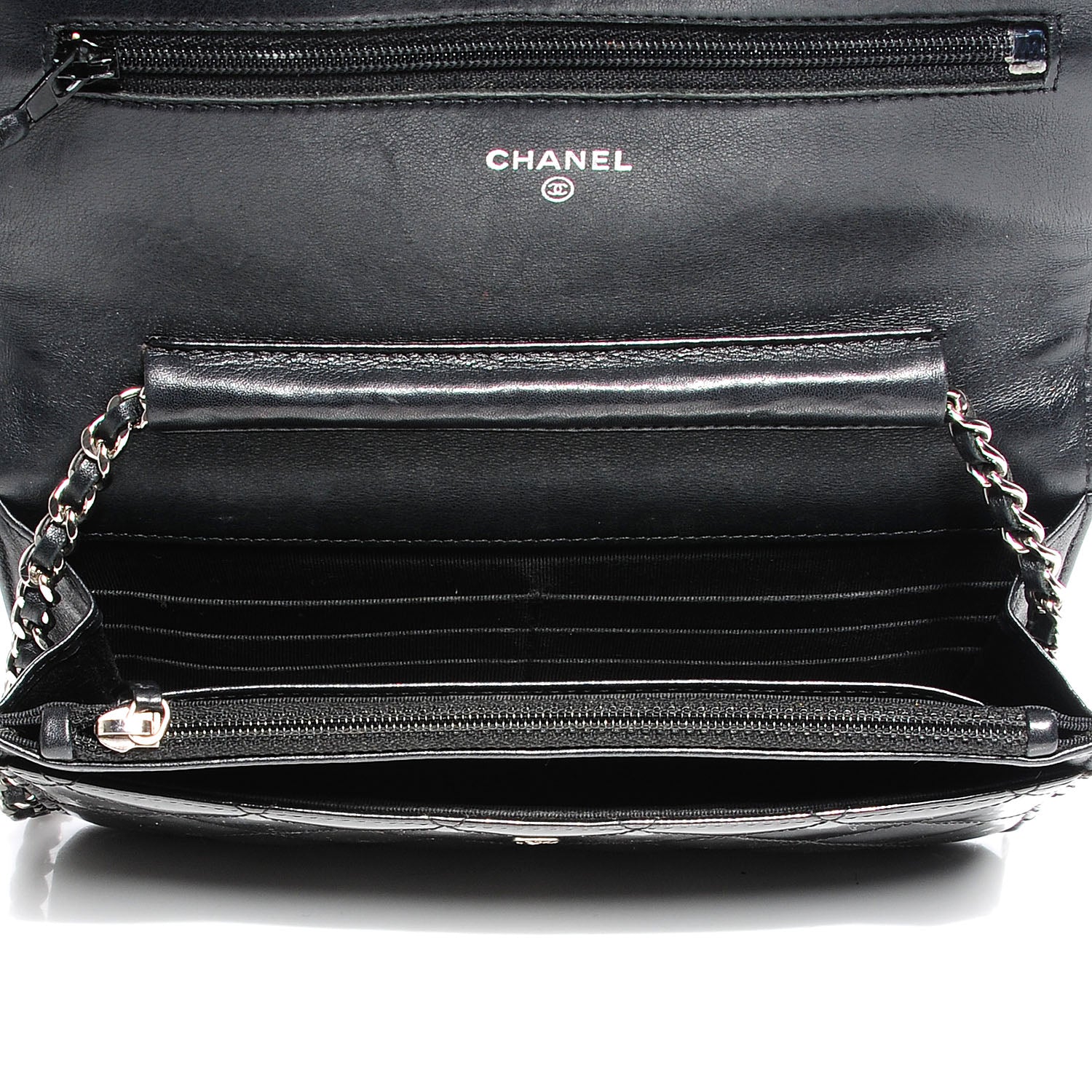 Chanel Striated Patent Wallet On Chain WOC Black 9 of 10