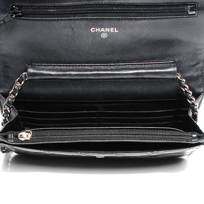 Chanel Striated Patent Wallet On Chain WOC Black 9 of 10