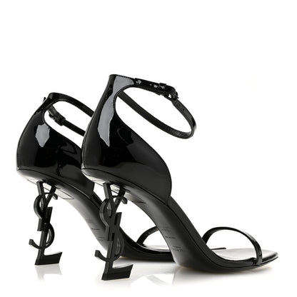 Saint Laurent Patent Calfskin Opyum 85 Sandals 38.5 Black 5 of 10