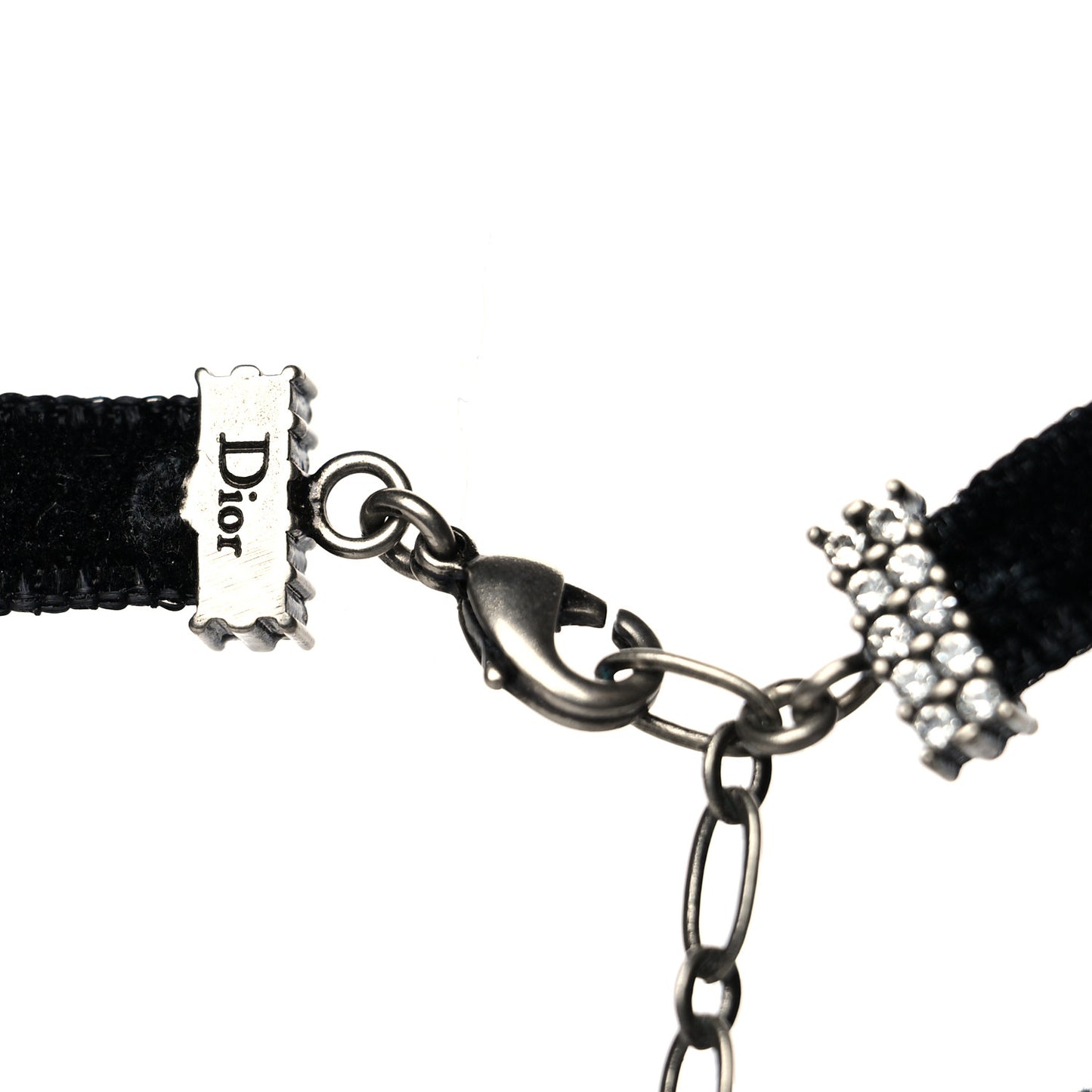 Velvet Crystal Star Choker Necklace Black