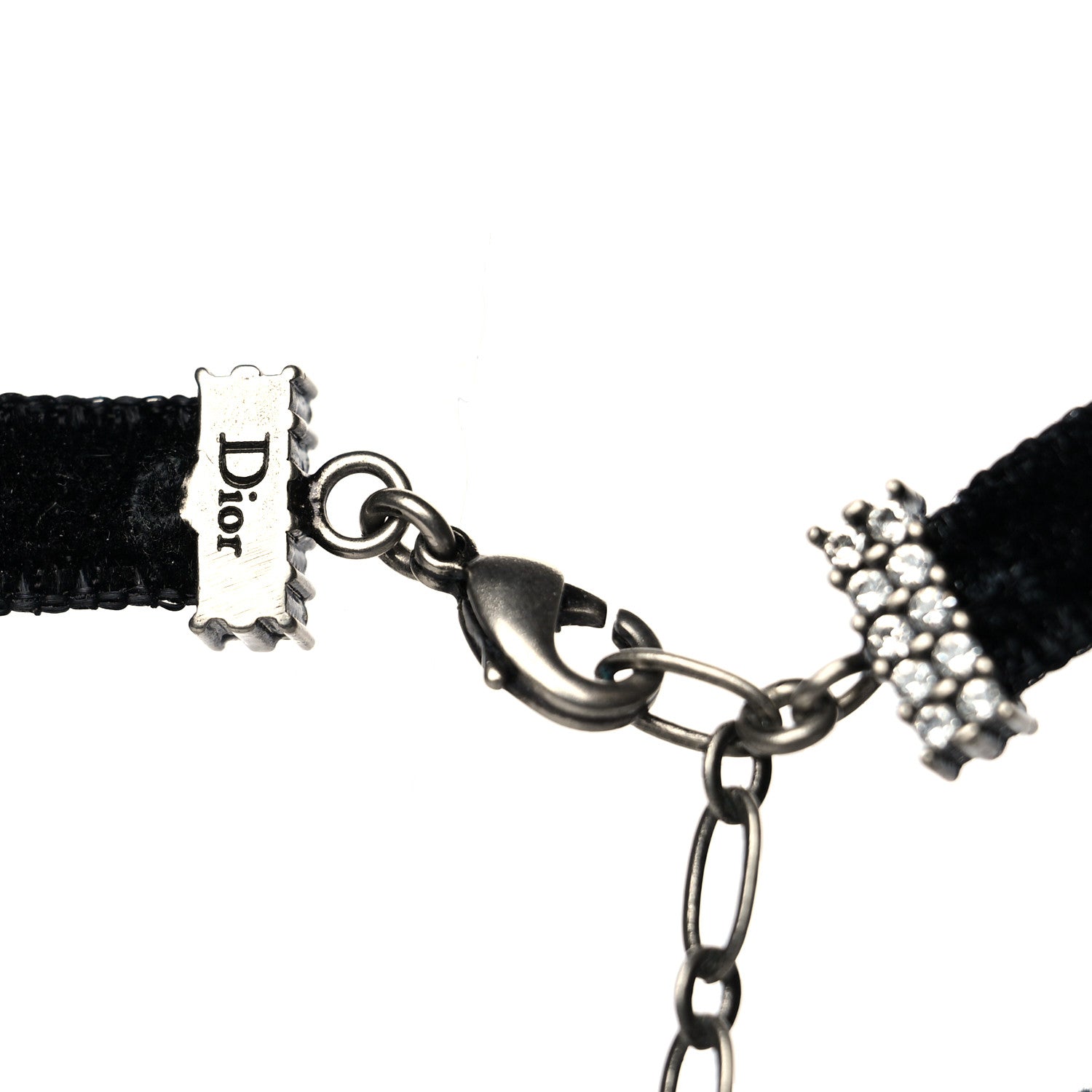 Christian Dior Velvet Crystal Star Choker Necklace Black 3 of 4