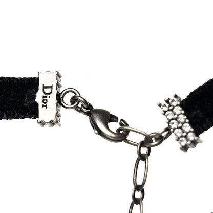 Christian Dior Velvet Crystal Star Choker Necklace Black 3 of 4