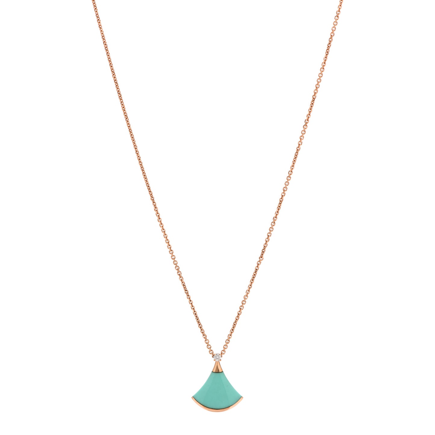 18K Rose Gold Diamond Turquoise Divas' Dream Pendant Necklace