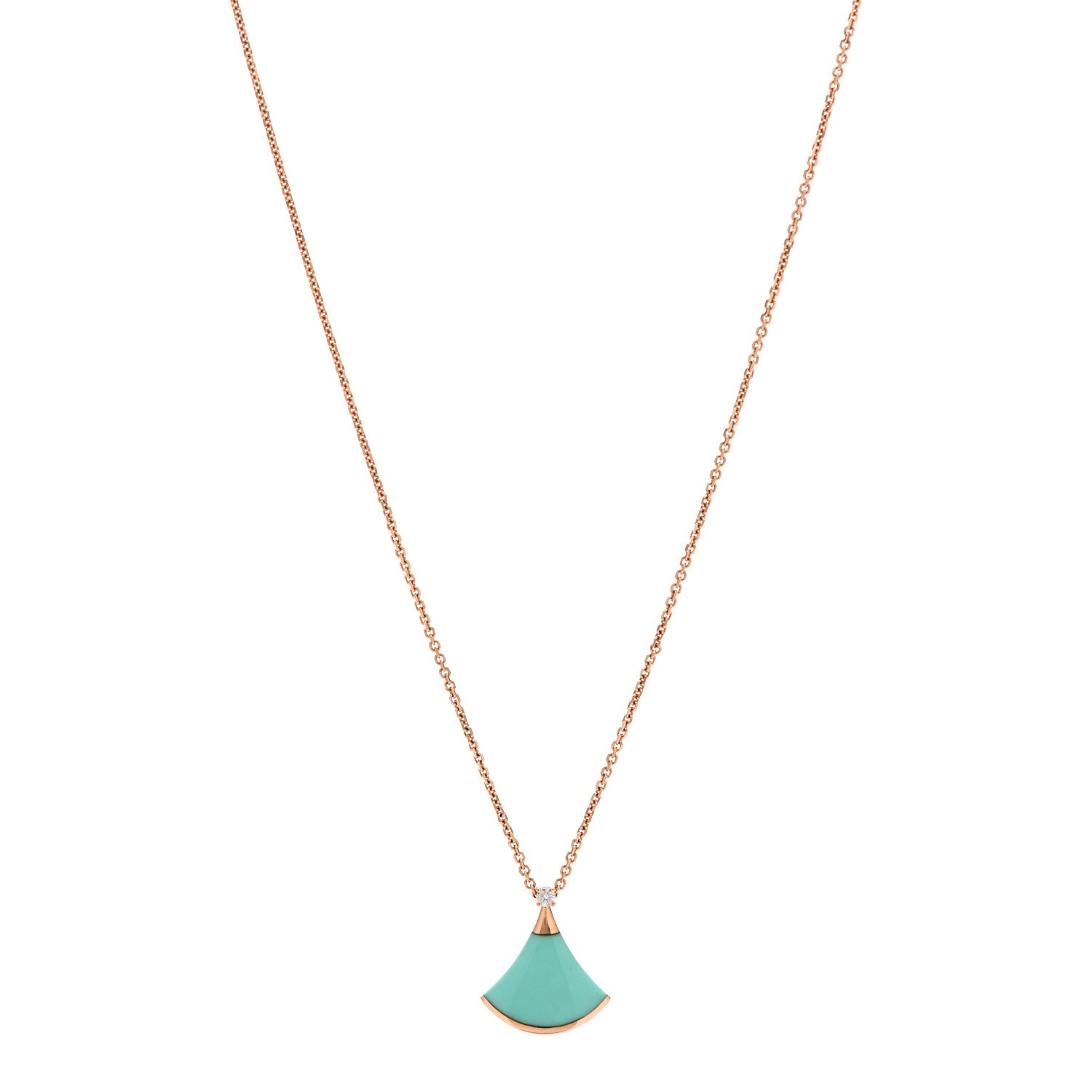 Bulgari 18K Rose Gold Diamond Turquoise Divas' Dream Pendant Necklace 1 of 7