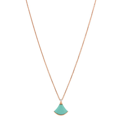 Bulgari 18K Rose Gold Diamond Turquoise Divas' Dream Pendant Necklace 1 of 7