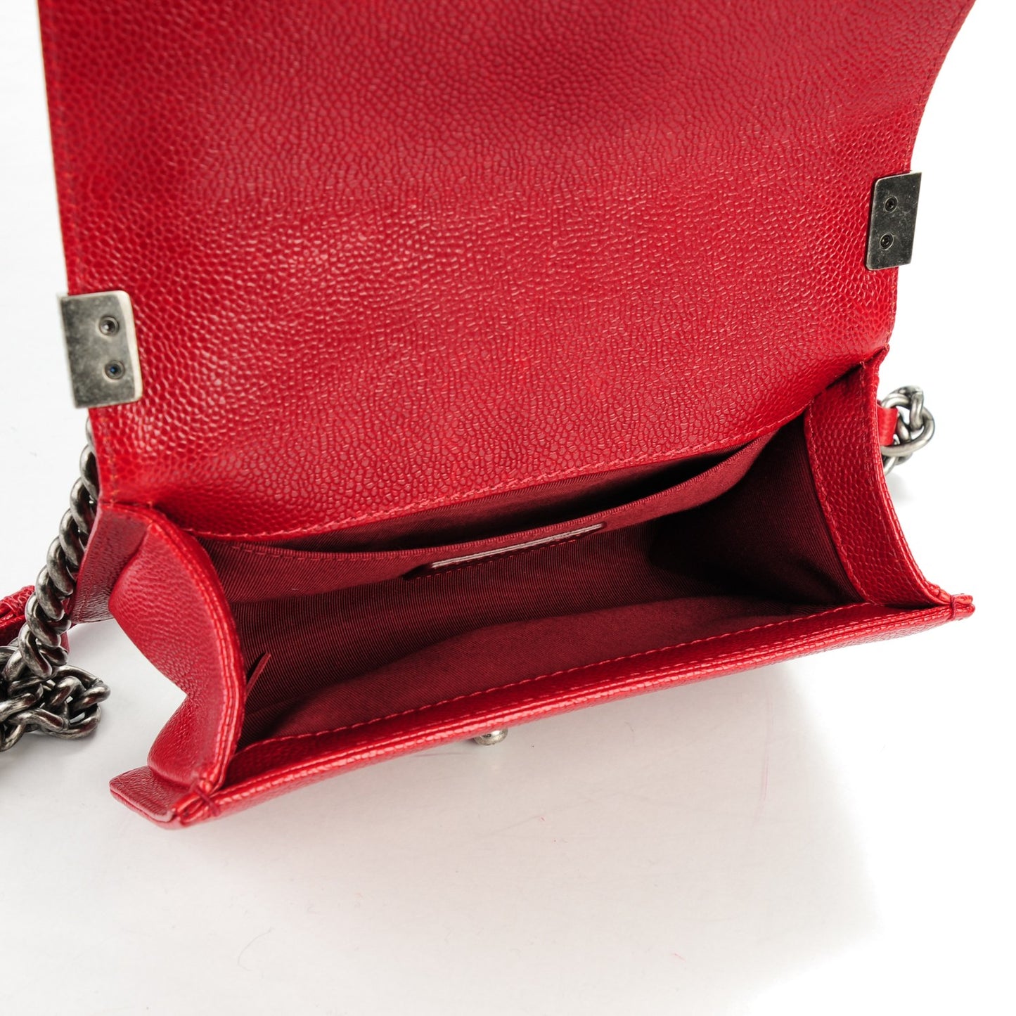 Caviar Quilted Small Boy Flap Dark Red