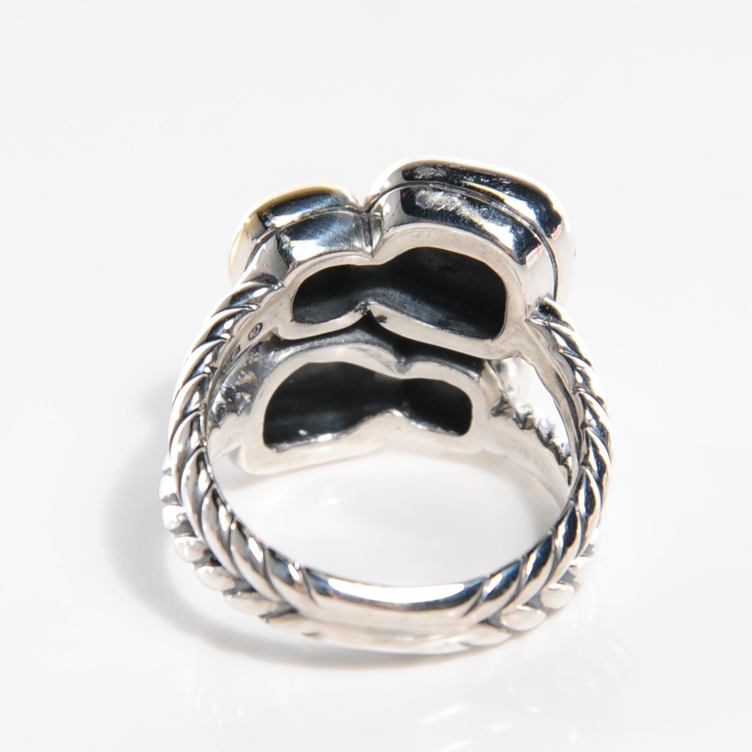 David Yurman Sterling Silver 18K Yellow Gold Cluster Cable Ring 9.5 3 of 5