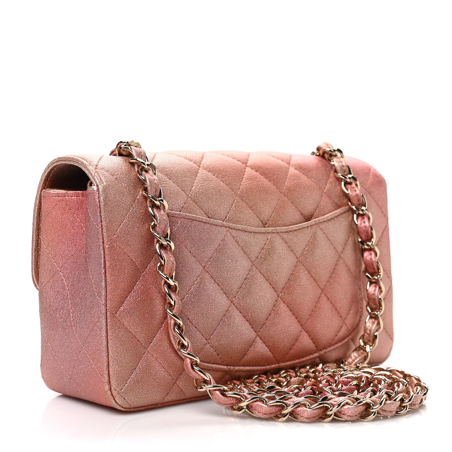 Chanel Iridescent Quilted Rectangle Mini Flap Pink 3 of 9