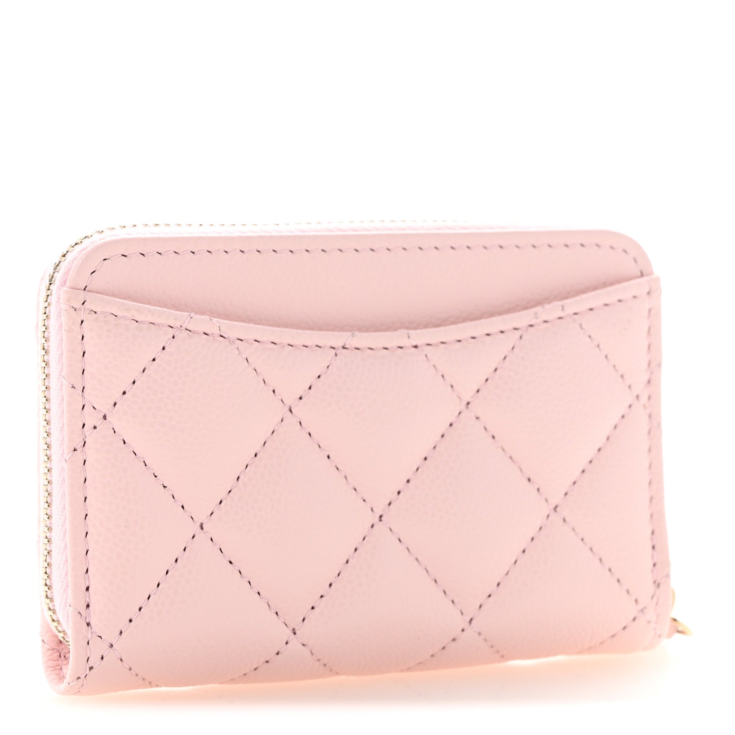 Caviar Quilted Zip Coin Purse Light Pink