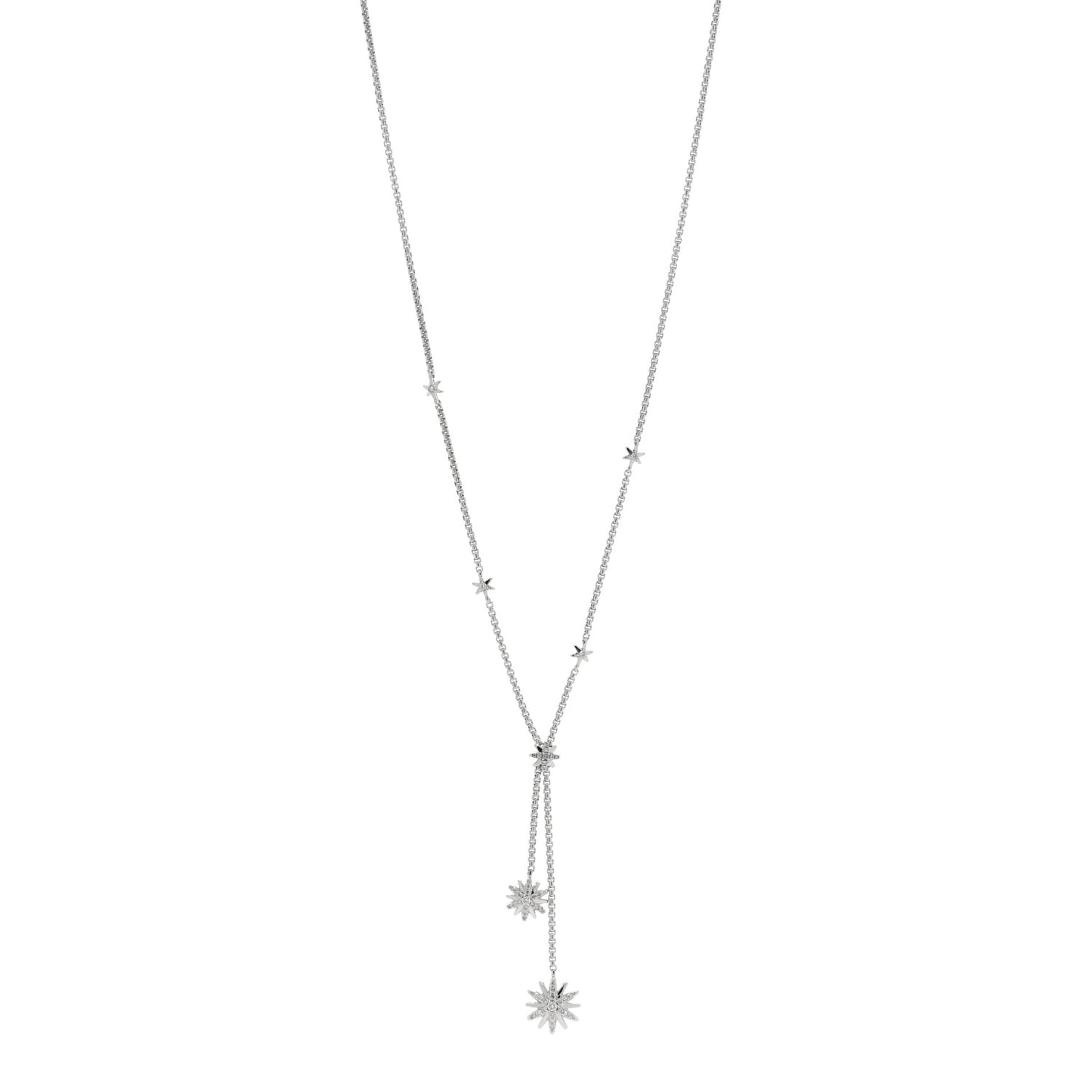 Sterling Silver Diamond Starburst Y Necklace