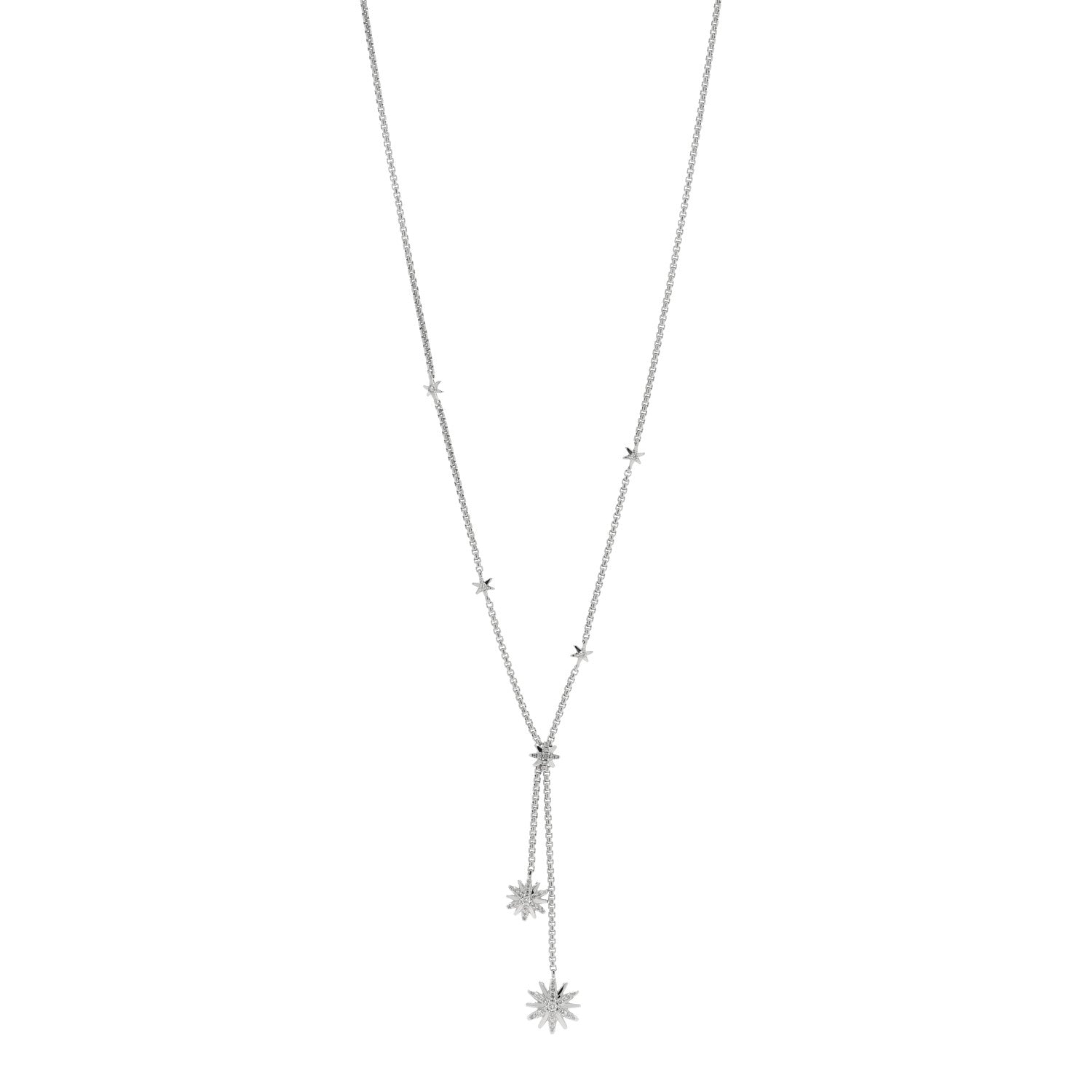 David Yurman Sterling Silver Diamond Starburst Y Necklace 1 of 5