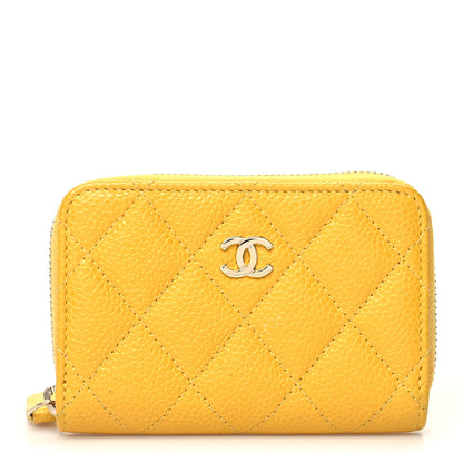 Chanel Caviar Quilted Zip Coin Purse Yellow 1 of 11