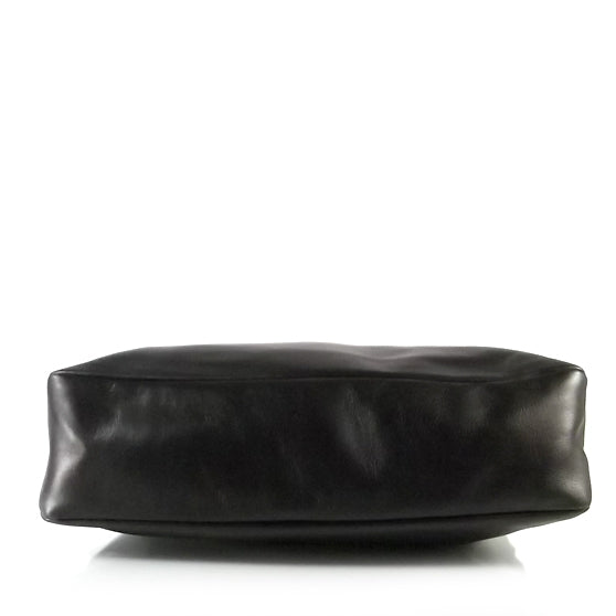 Leather Medium Horsebit Chain Hobo Black