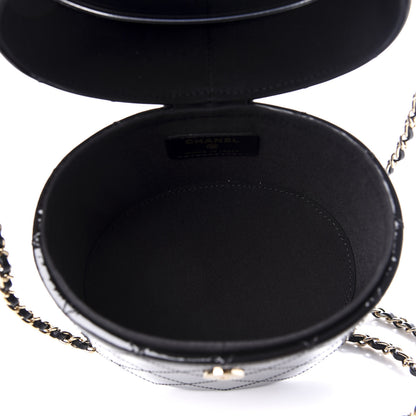Chanel Patent Quilted Round Clutch With Chain Black 5 of 10