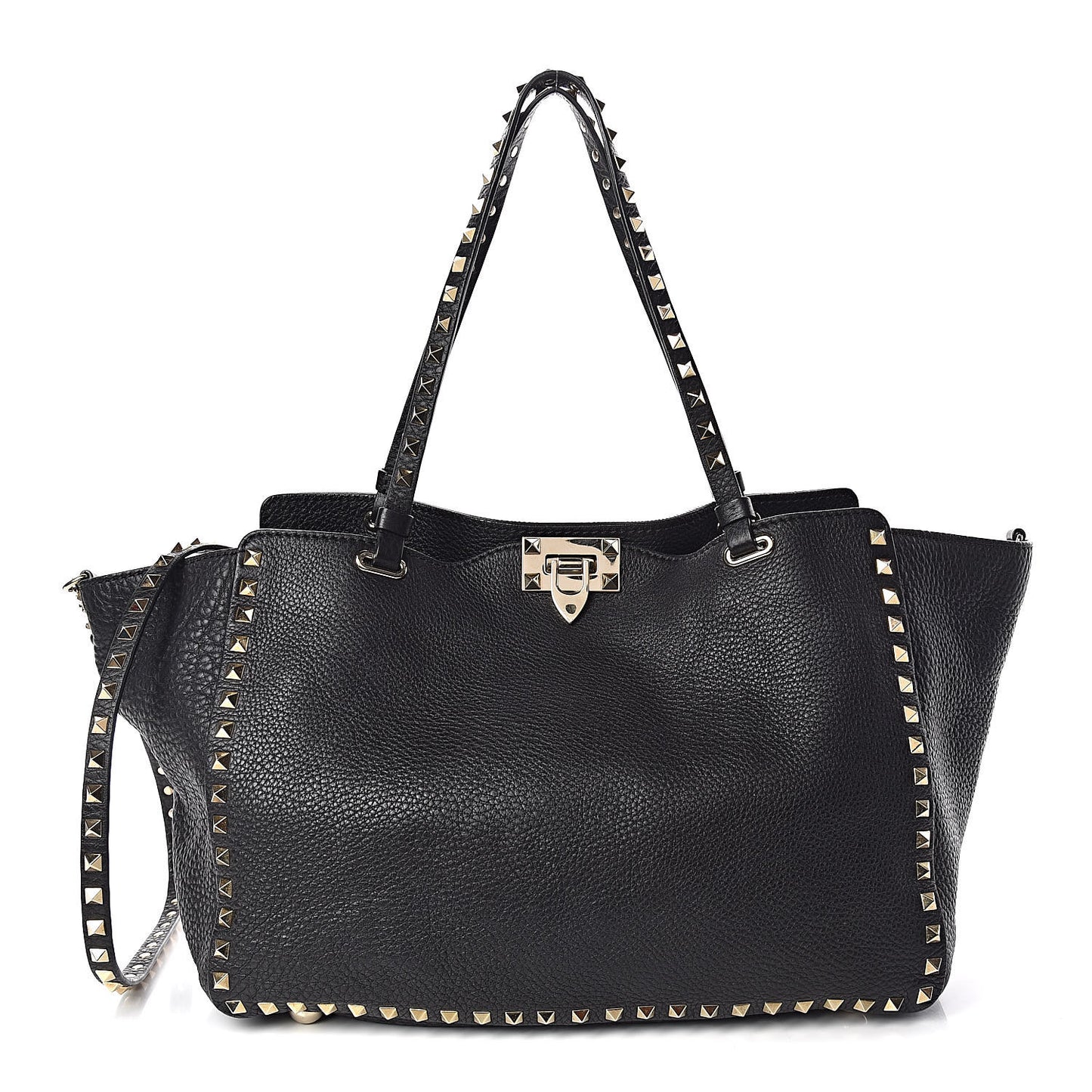 Alce Printed Calfskin Medium Rockstud Tote Black
