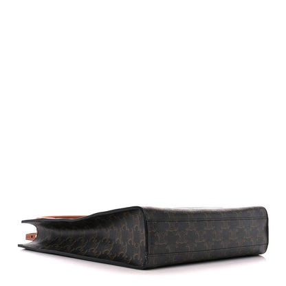 Celine Triomphe Canvas Calfskin Small Vertical Cabas Tan 4 of 10