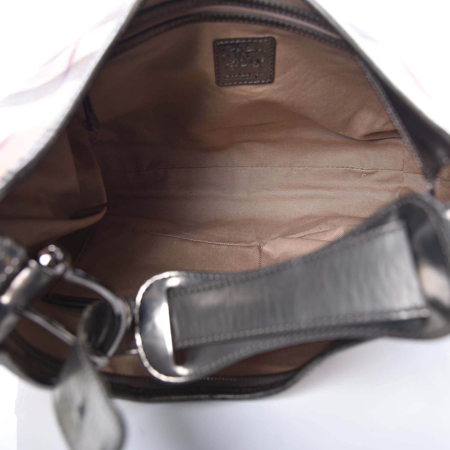 Burberry Patent Supernova Check Medium Barton Hobo Dark Nickel 5 of 13