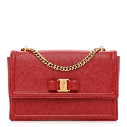 Salvatore Ferragamo Printed Calfskin Ginny Shoulder Bag Red 1 of 10