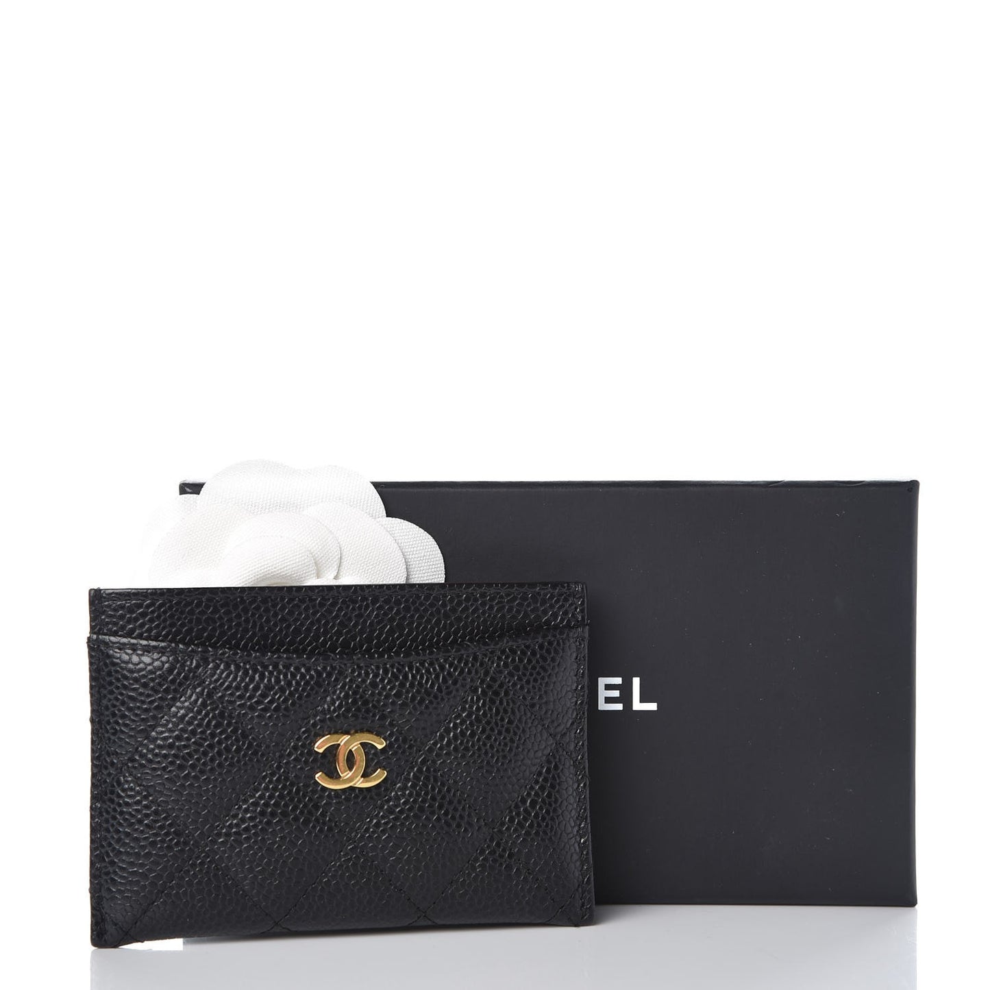 Caviar Quilted Card Holder Black