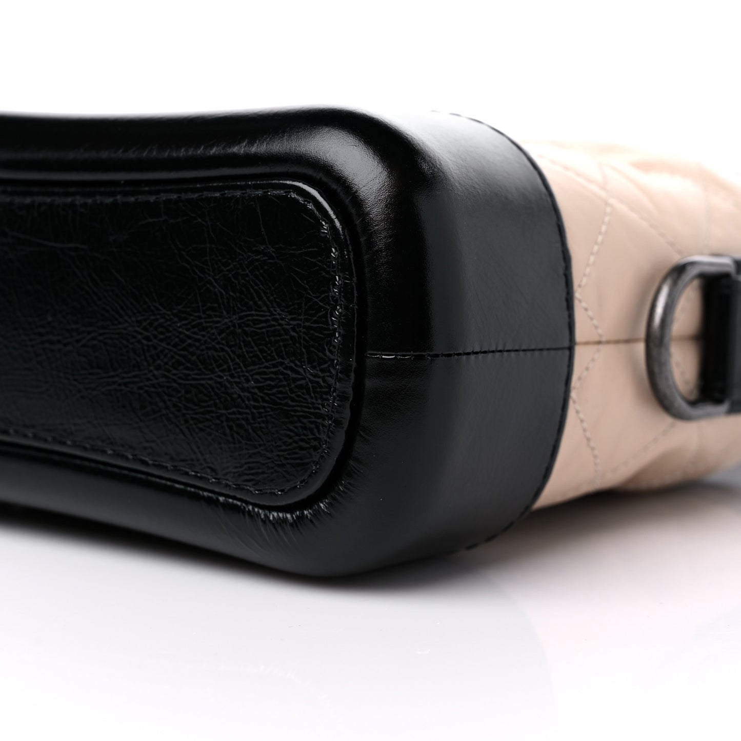 Aged Calfskin Quilted Small Gabrielle Hobo Beige Black
