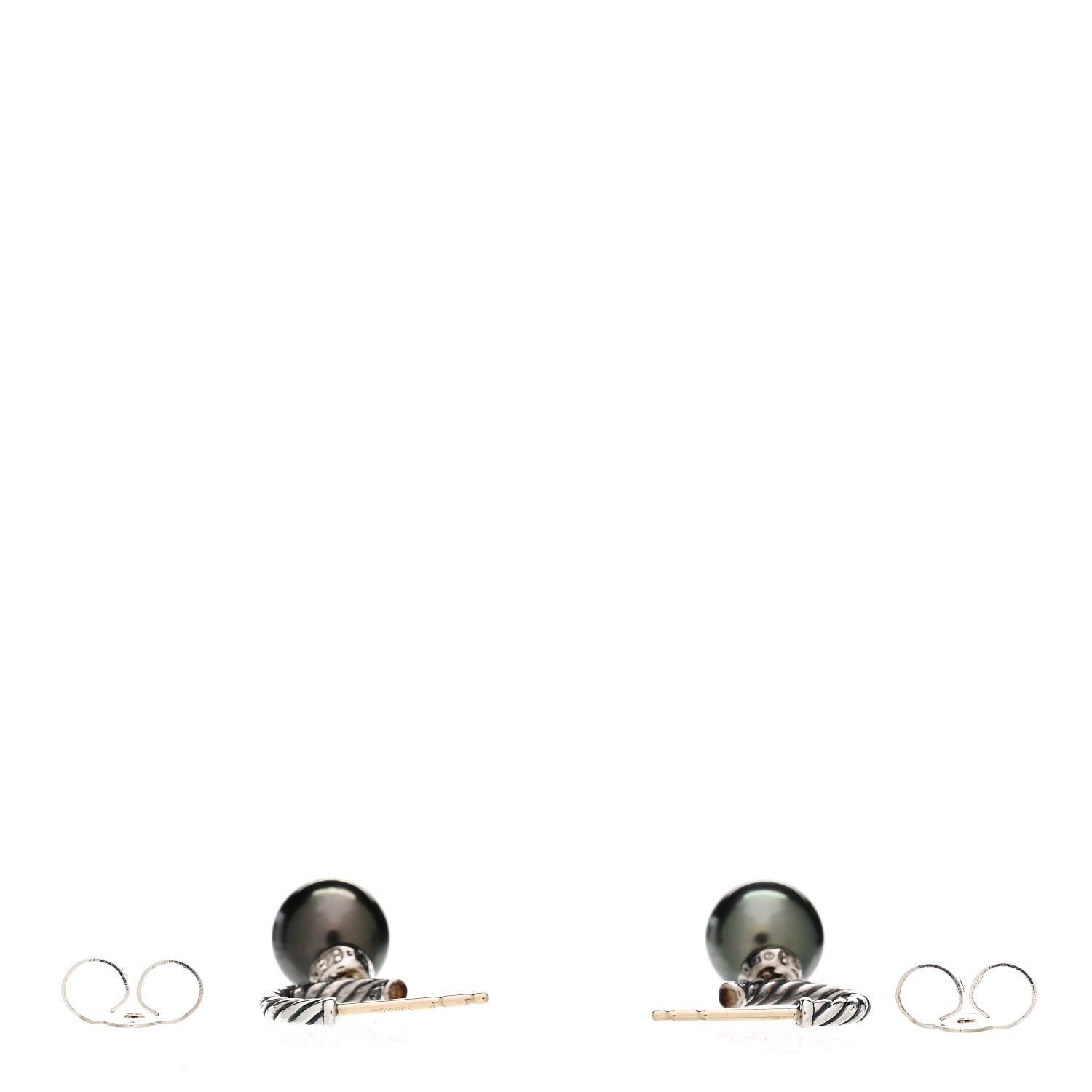 David Yurman Sterling Silver Diamond Tahitian Pearl Solari Cable Drop Earrings 3 of 5