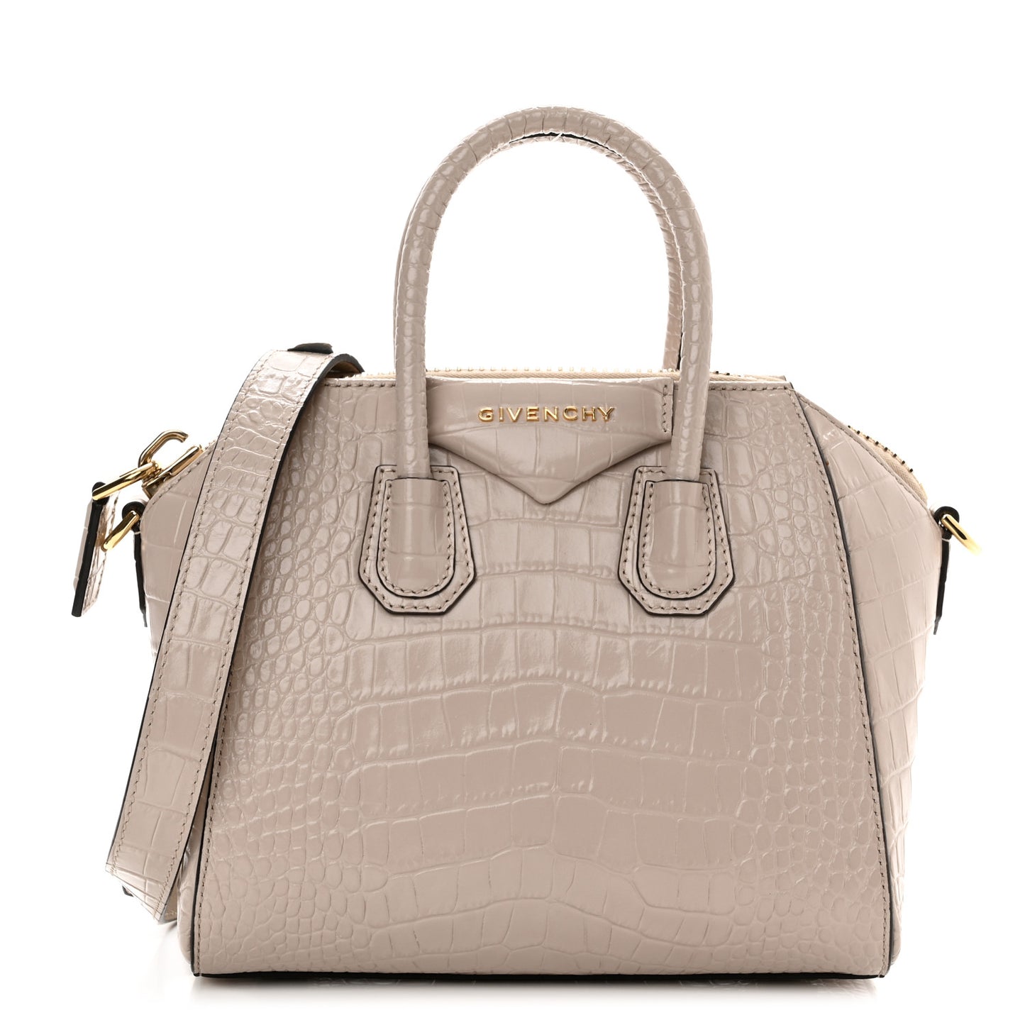 Calfskin Crocodile Embossed Mini Antigona Dune