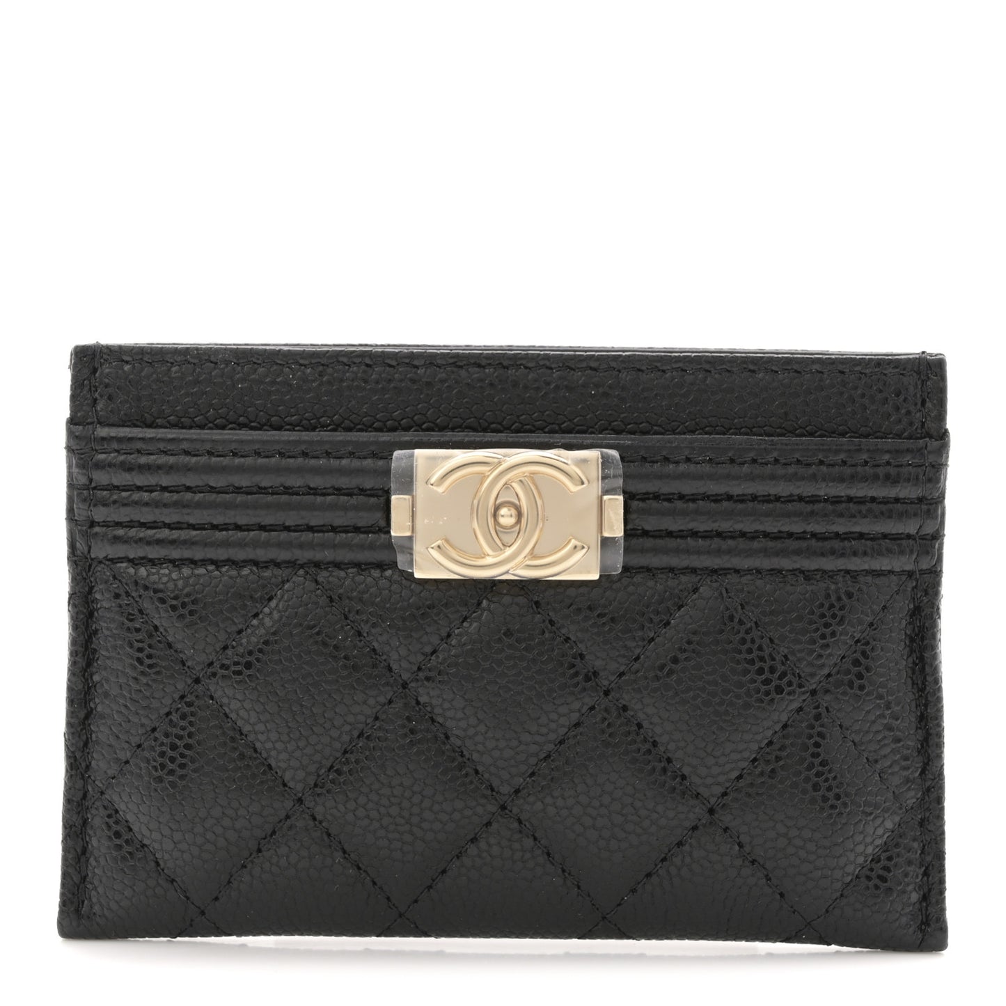 Caviar Quilted Boy Card Holder Black