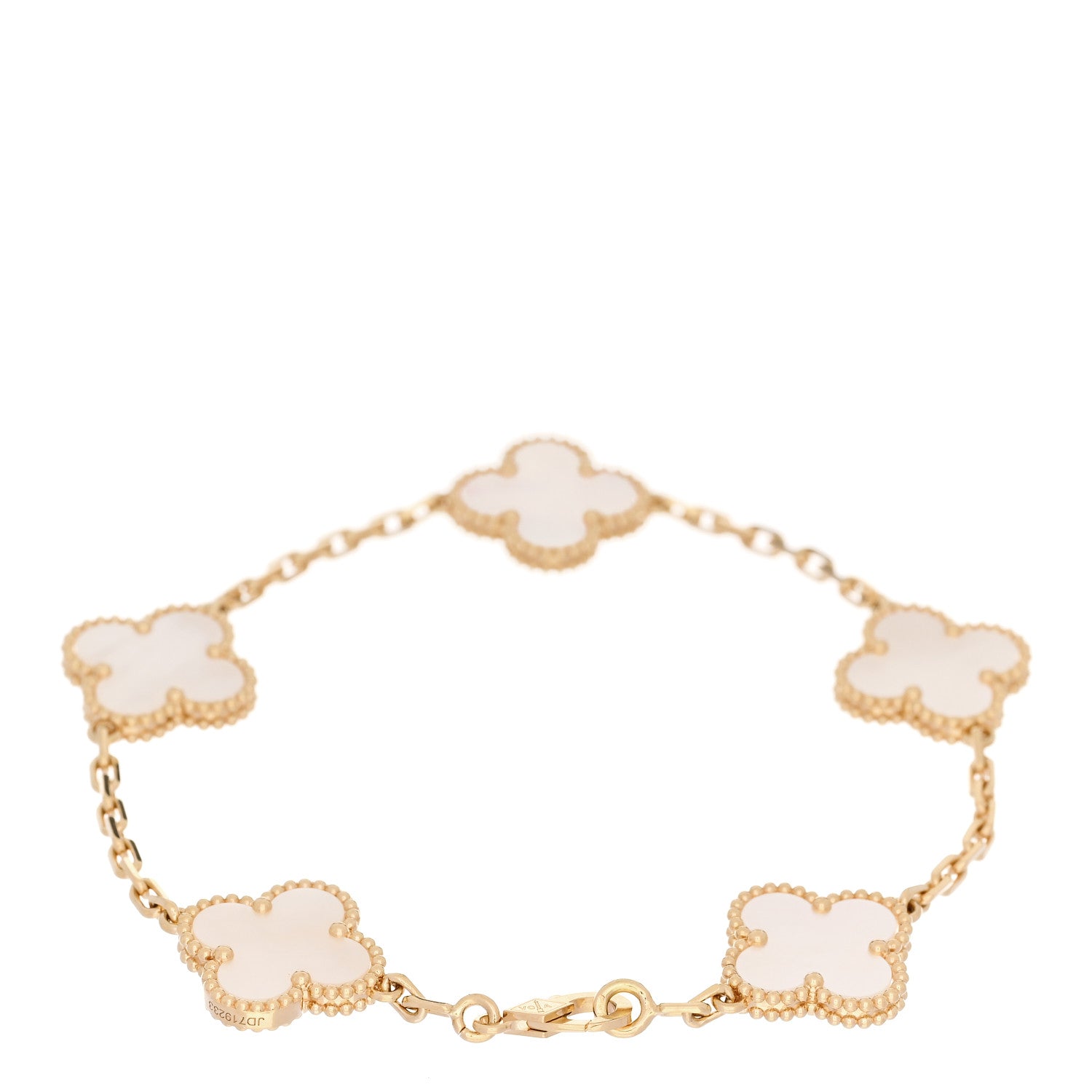 Van Cleef & Arpels 18K Yellow Gold Mother of Pearl 5 Motifs Vintage Alhambra Bracelet 2 of 5