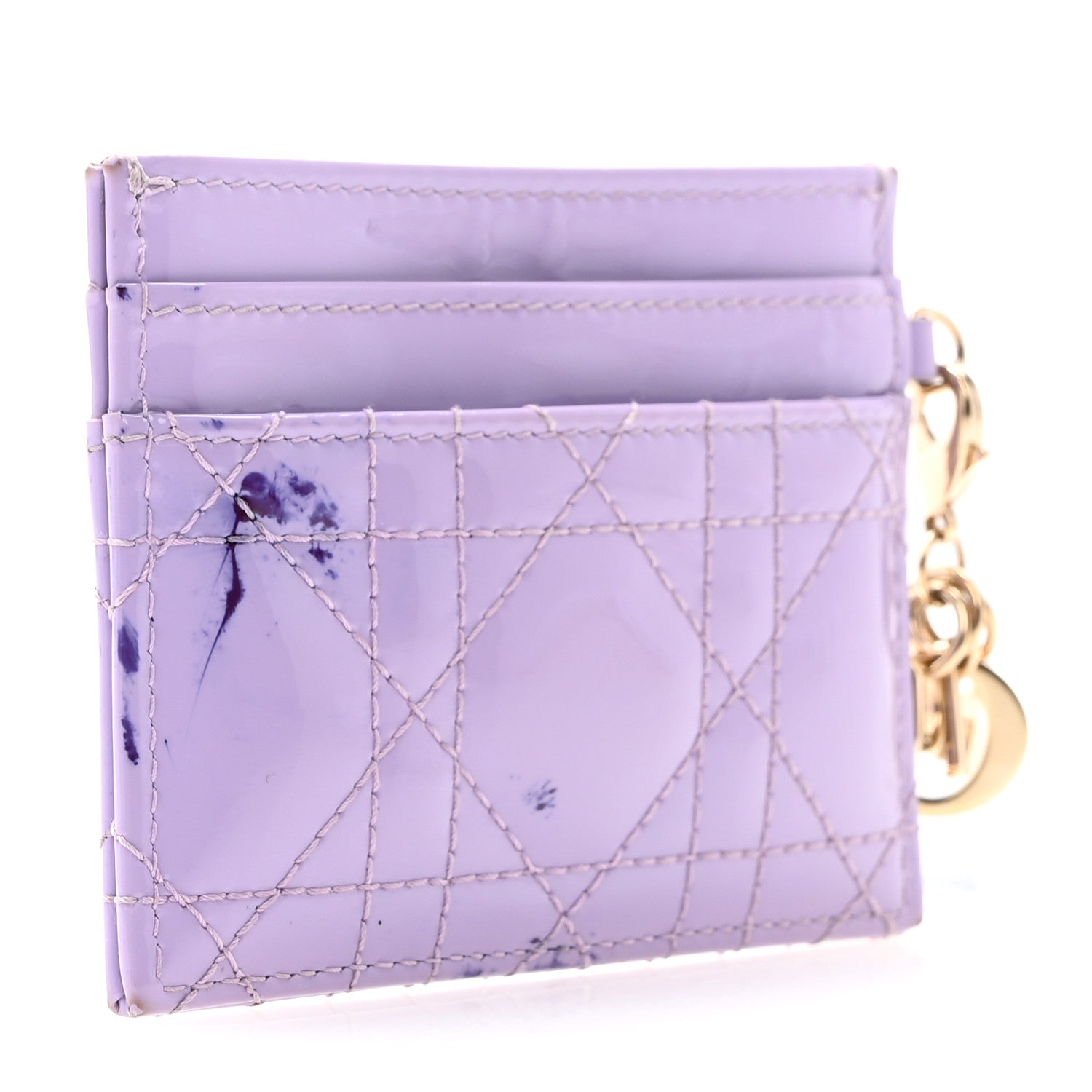 Christian Dior Patent Cannage Lady Dior Freesia Card Holder Lilac 3 of 10
